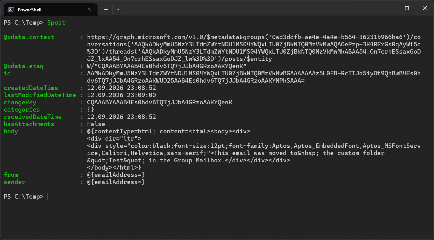 Output of $post