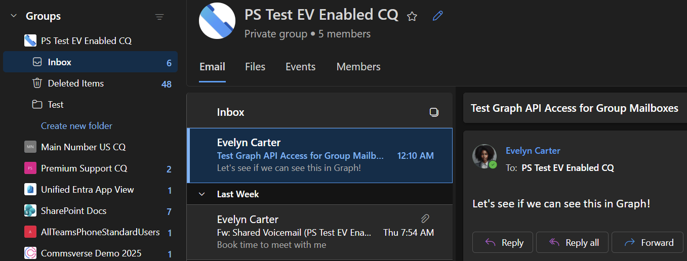 Same group email in Outlook on the Web