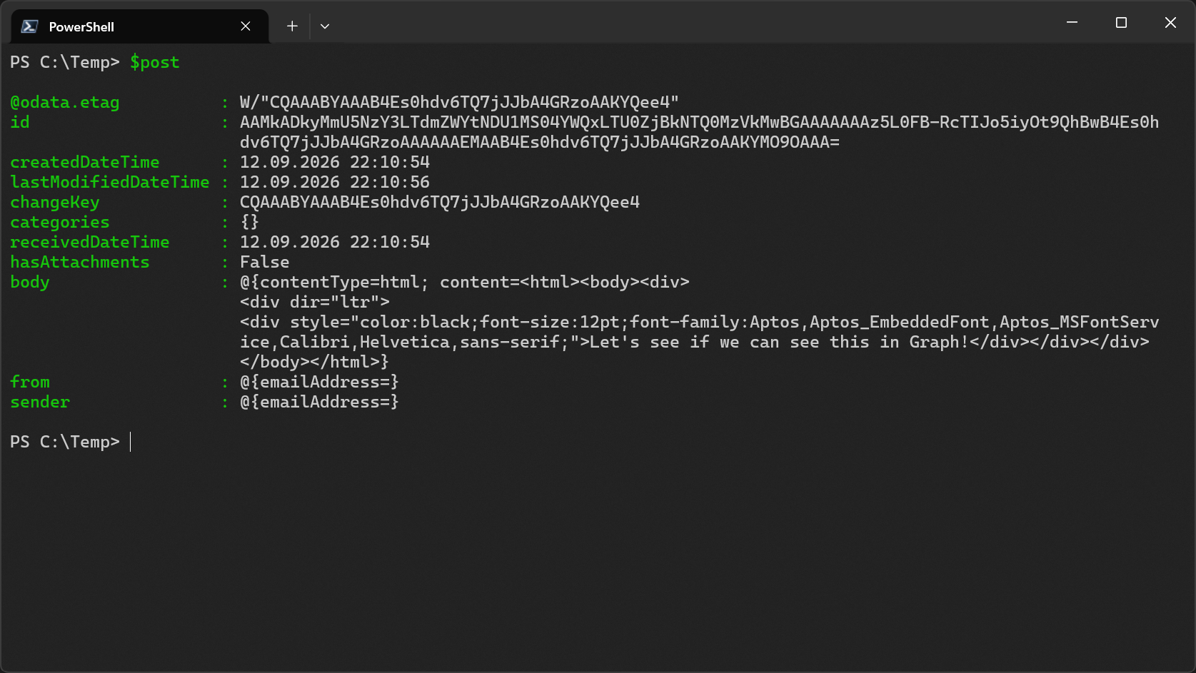 Output of $post