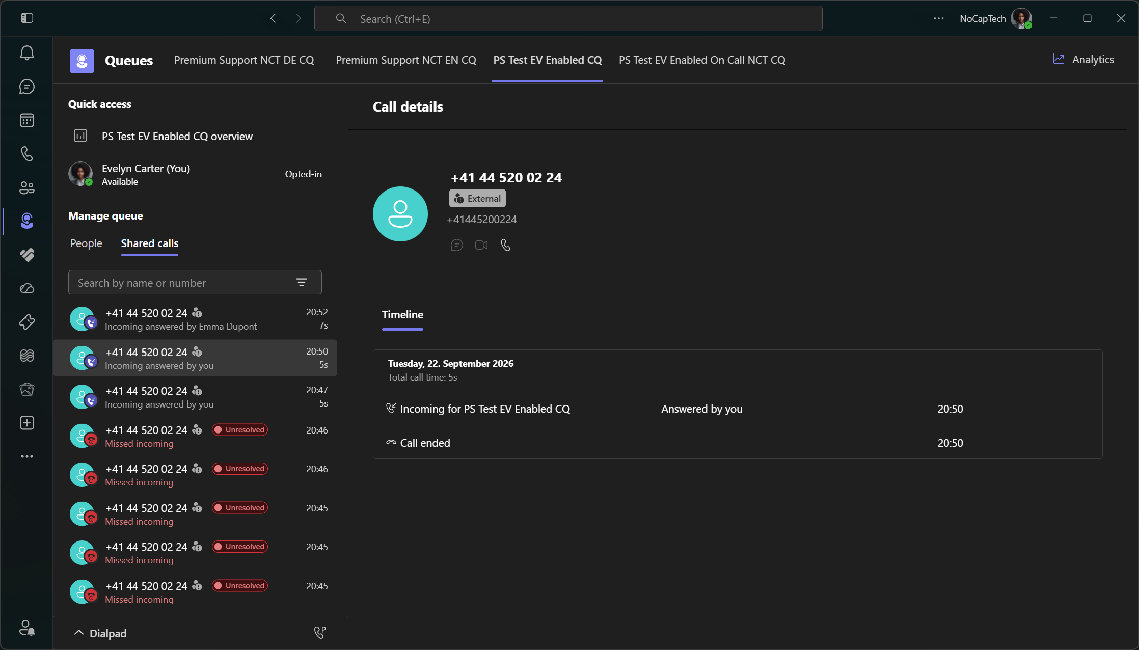 Answered by you call in Queues app