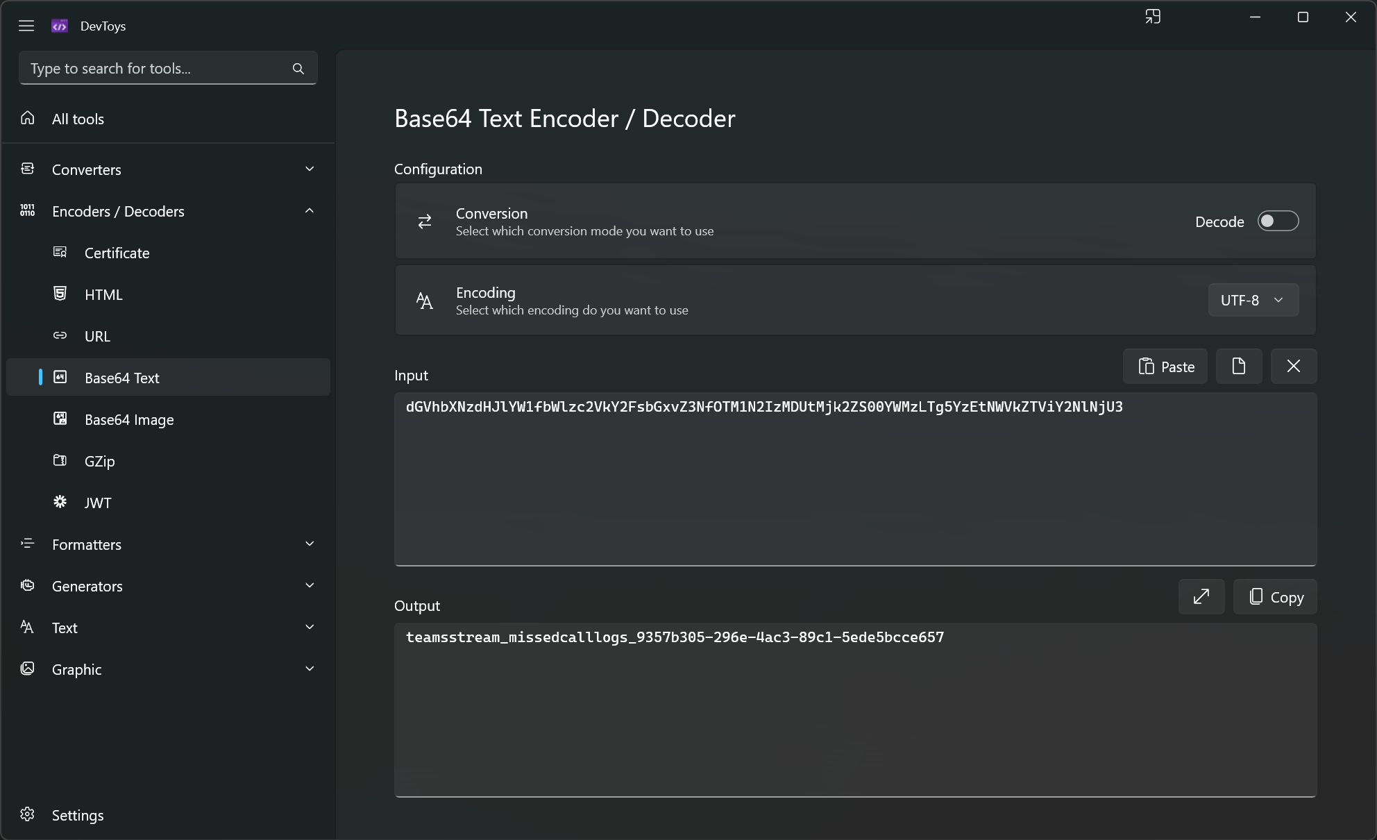 Decoded Base64 string