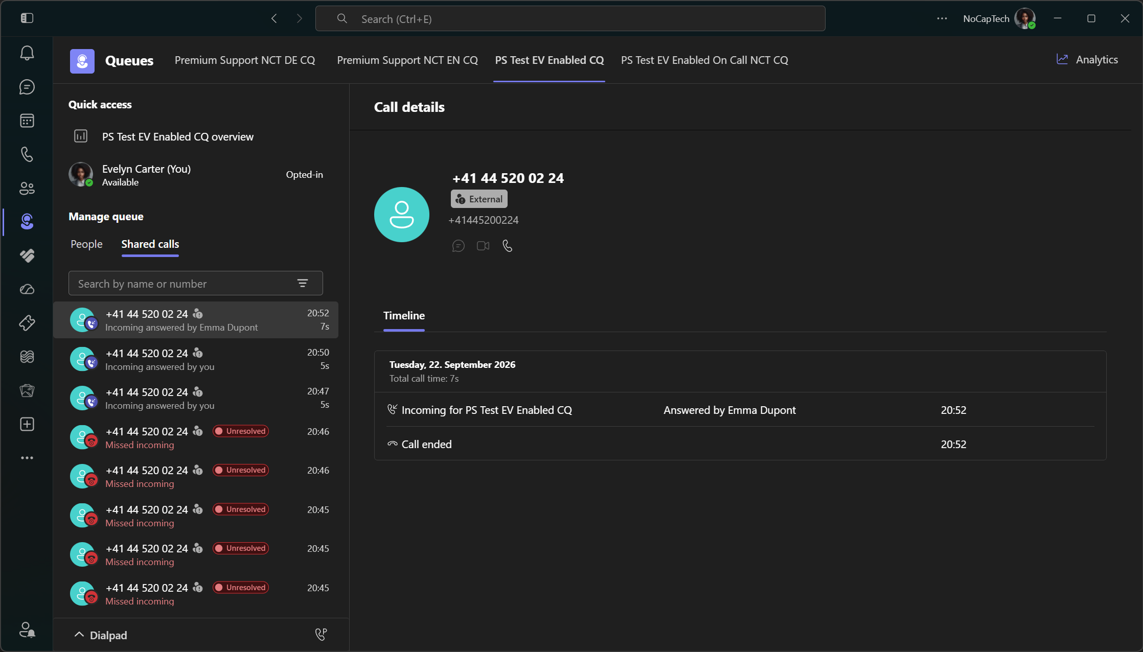 Answered by someone else call in Queues app