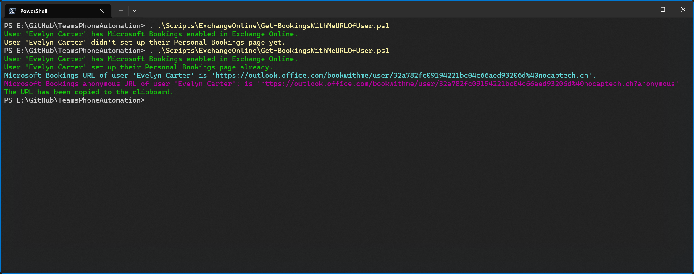 Output before and after a user has accessed their Personal Booking page for the first time.