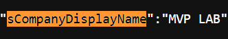 Company Display Name in page source