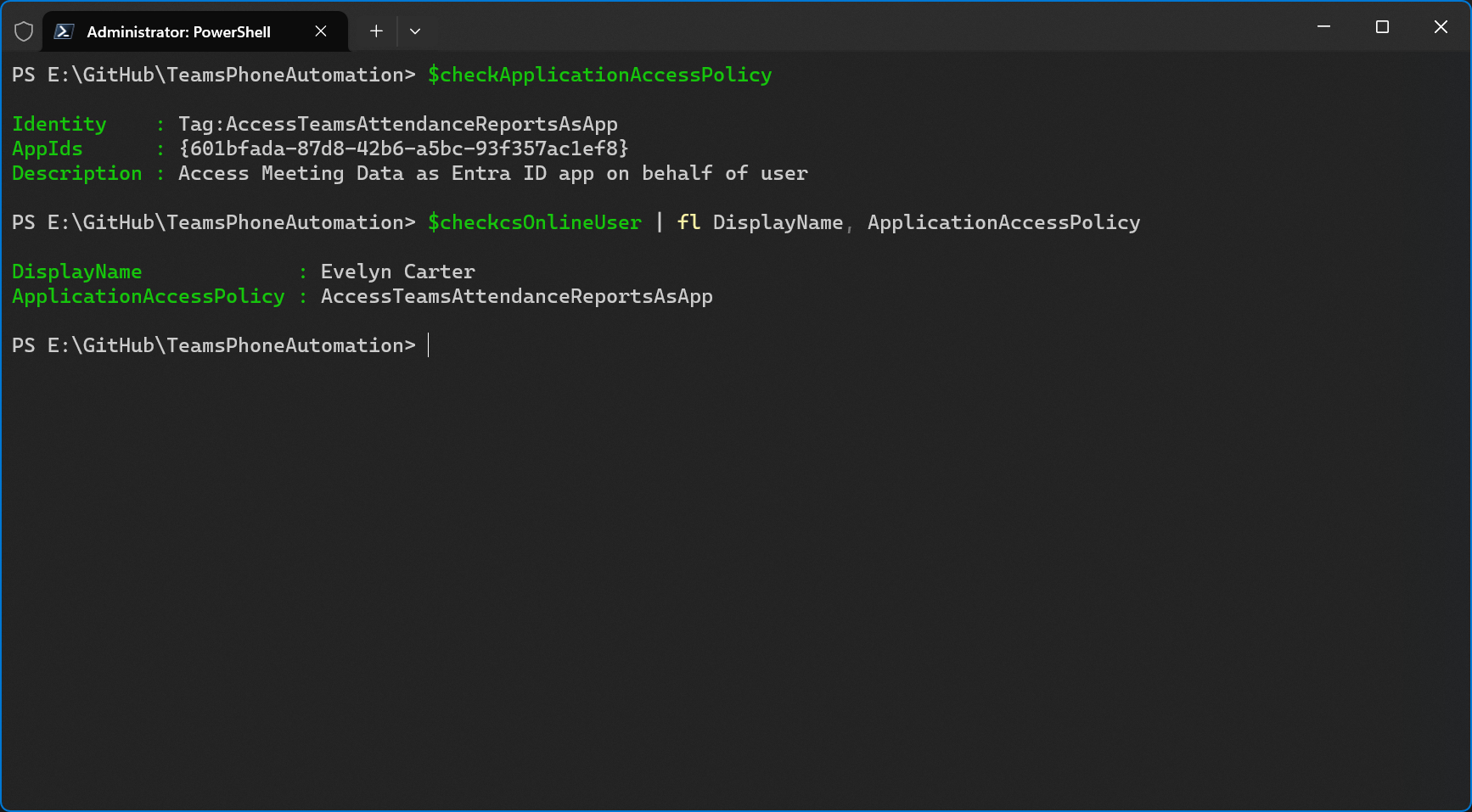 PowerShell output