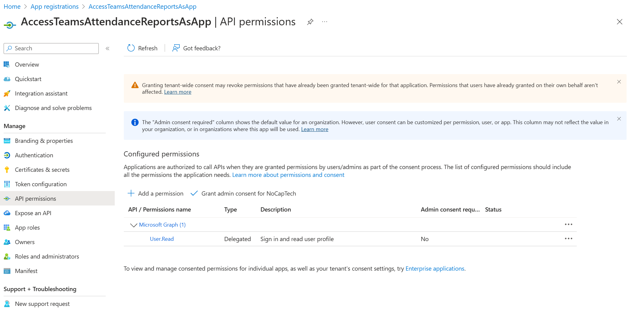 API permissions