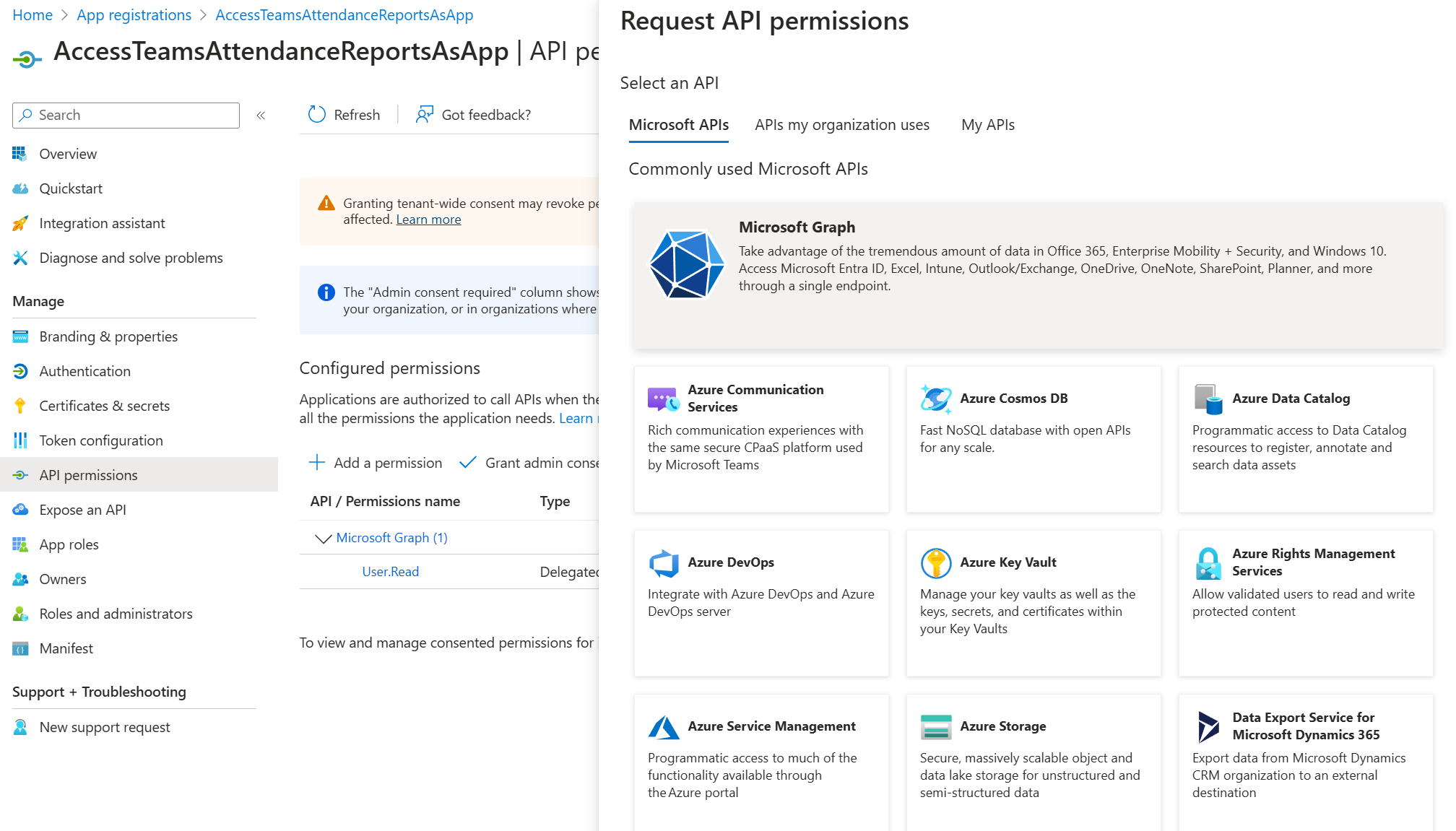 Select Microsoft Graph