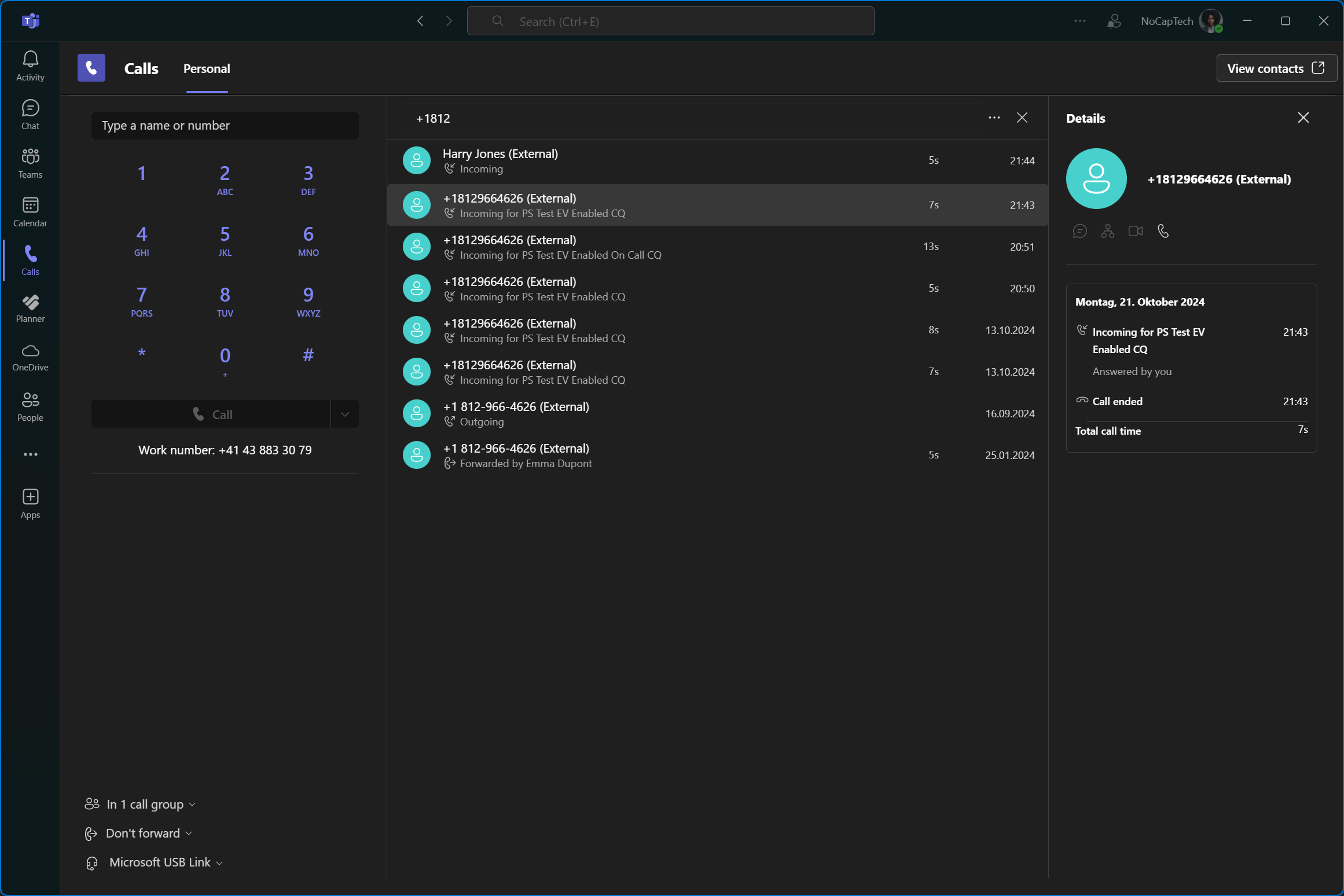 Call History for Answered Call Queue Calls for a Specific Agent