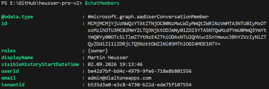 Chat members output of external user