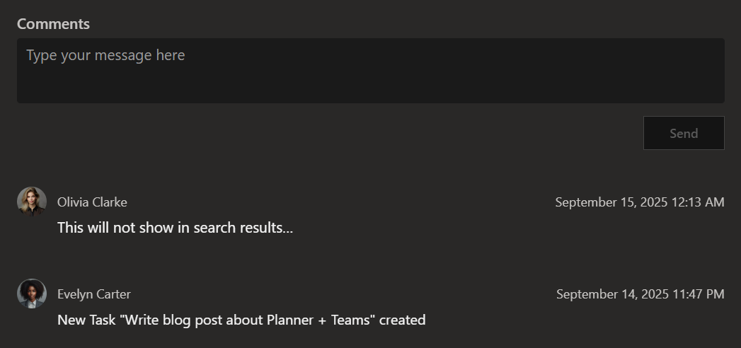 Comment on Planner task