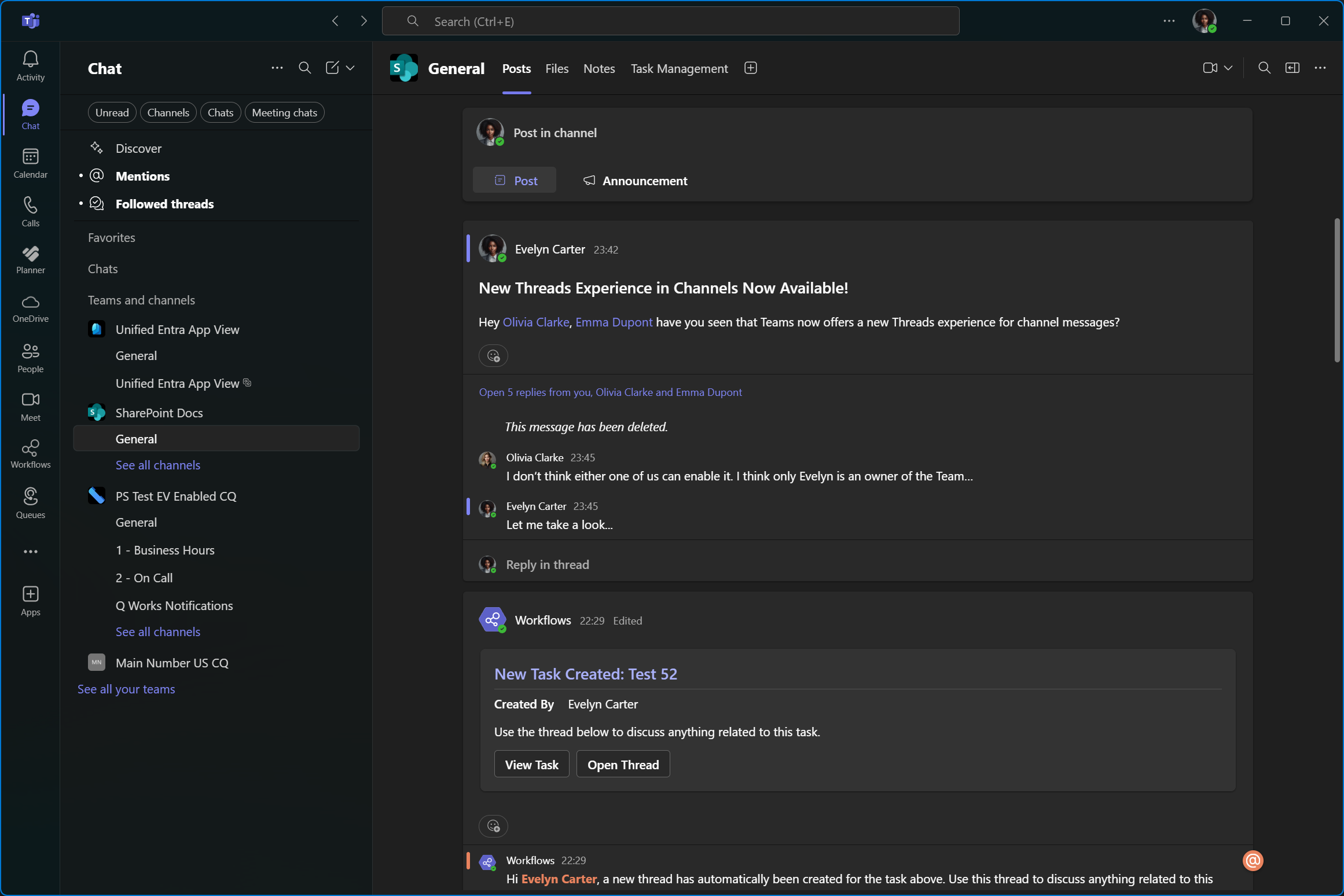 Posts experience in channels: Not all replies are visible