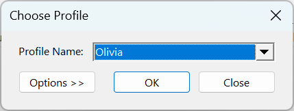 Select the correct Outlook profile