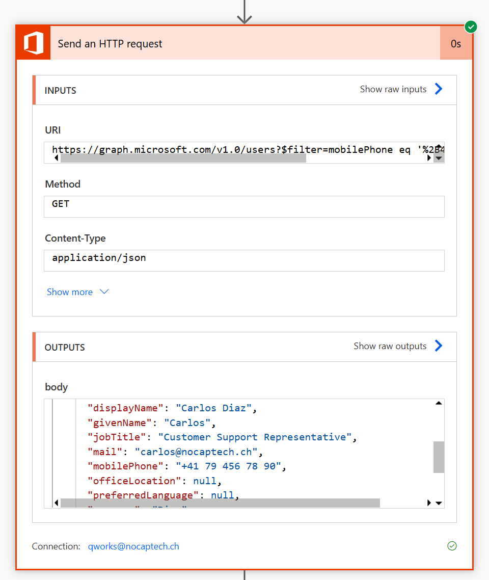 Output from Microsoft Graph within Power Automate