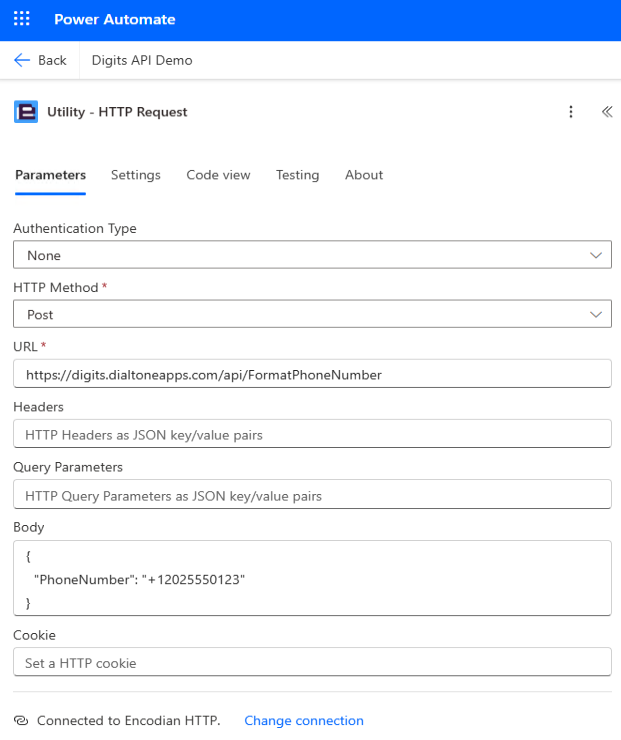 Encodian HTTP Utility Action
