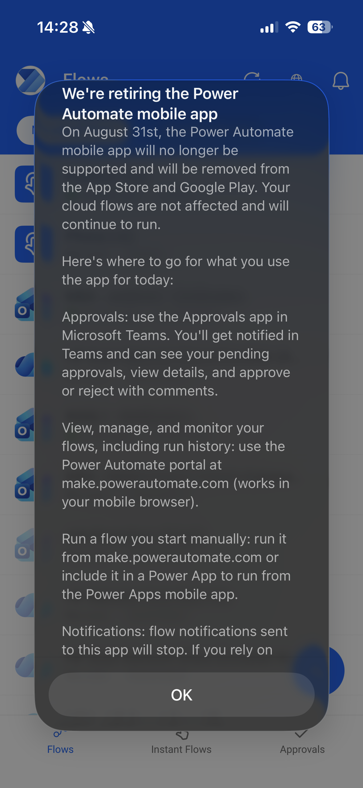 In-app retirement announcement part 1