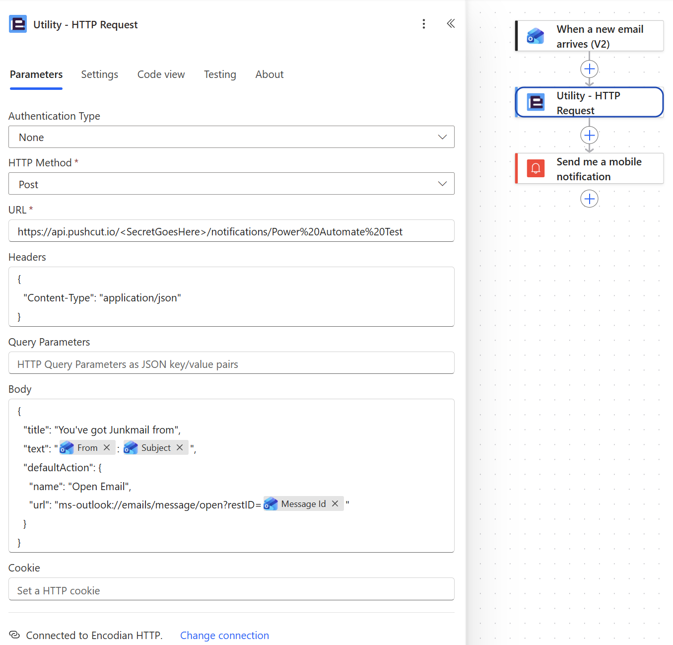 Screenshot of Power Automate Flow