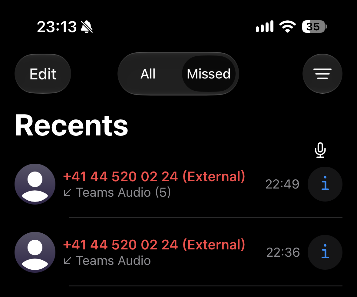 iOS call history