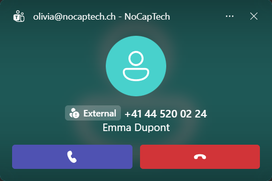 Name from Entra ID with External-Unfamiliar badge