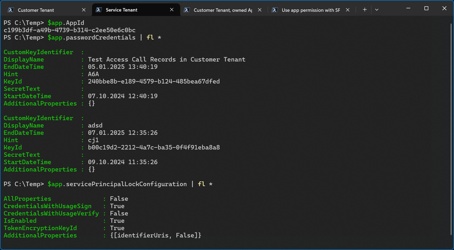 Expired secrets on app registration in service tenant